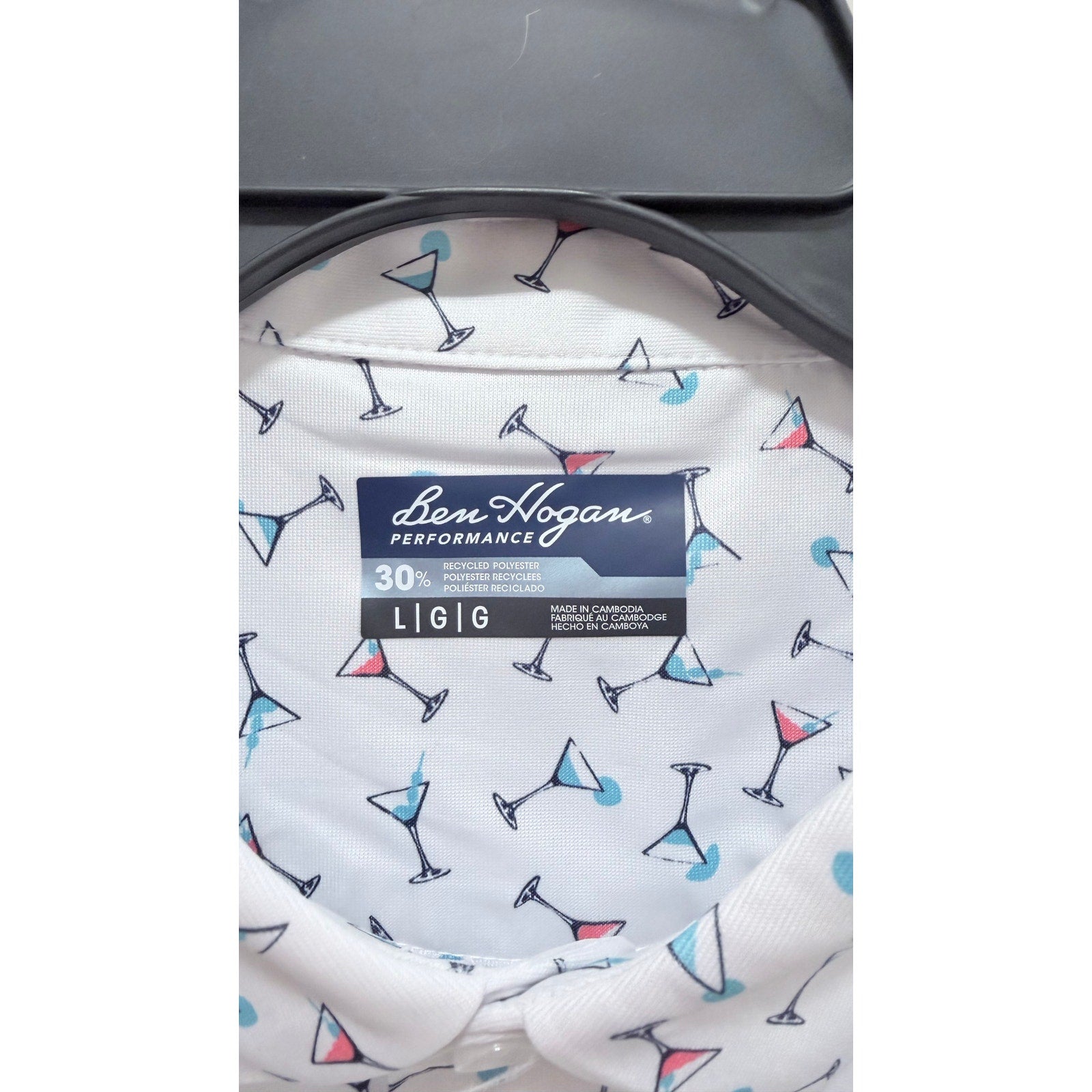Ben Hogan Men’s Performance Golf Polo Shirt - Large - Martini Glass Print NEW