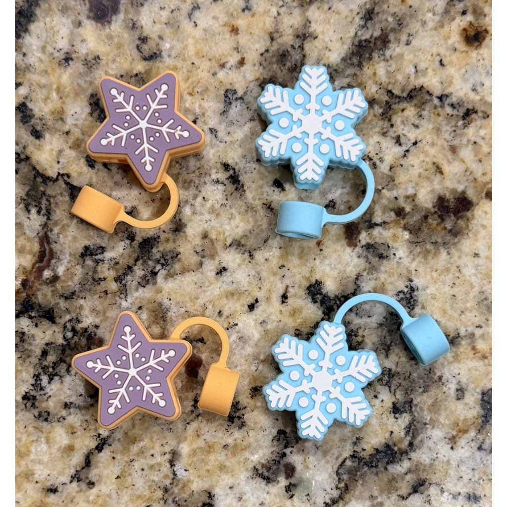 Target Bullseye's Playground Set of 4 Snowflake Straw Toppers NEW