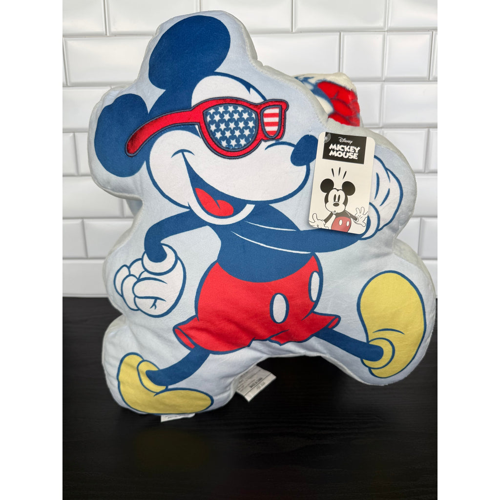 Disney Americana 2-Piece Mickey/Minnie Character Pillow & Throw Set NEW