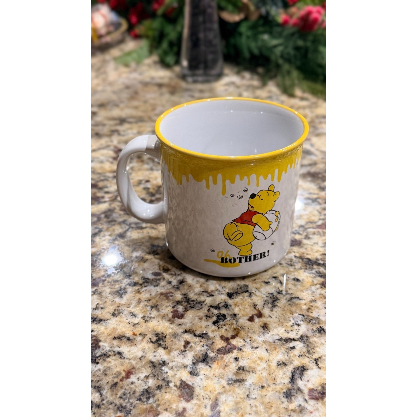 DISNEY Winnie The Pooh Oh Bother Honey White 20oz Ceramic Camper Mug Coffee.