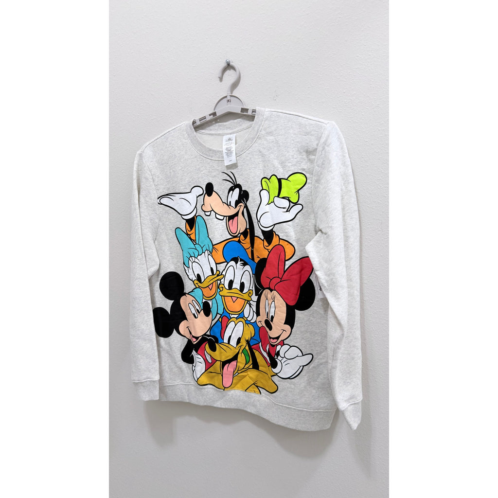 Disney Parks Mickey Mouse and Friends Gray Large Adult Pullover Sweatshirt NWT
