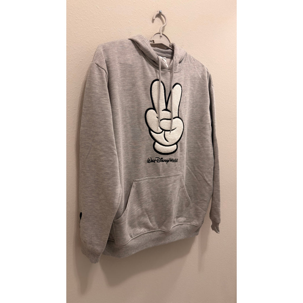 Disney Parks Mickey Mouse Glove Peace Sign Hoodie Adult Large NWT
