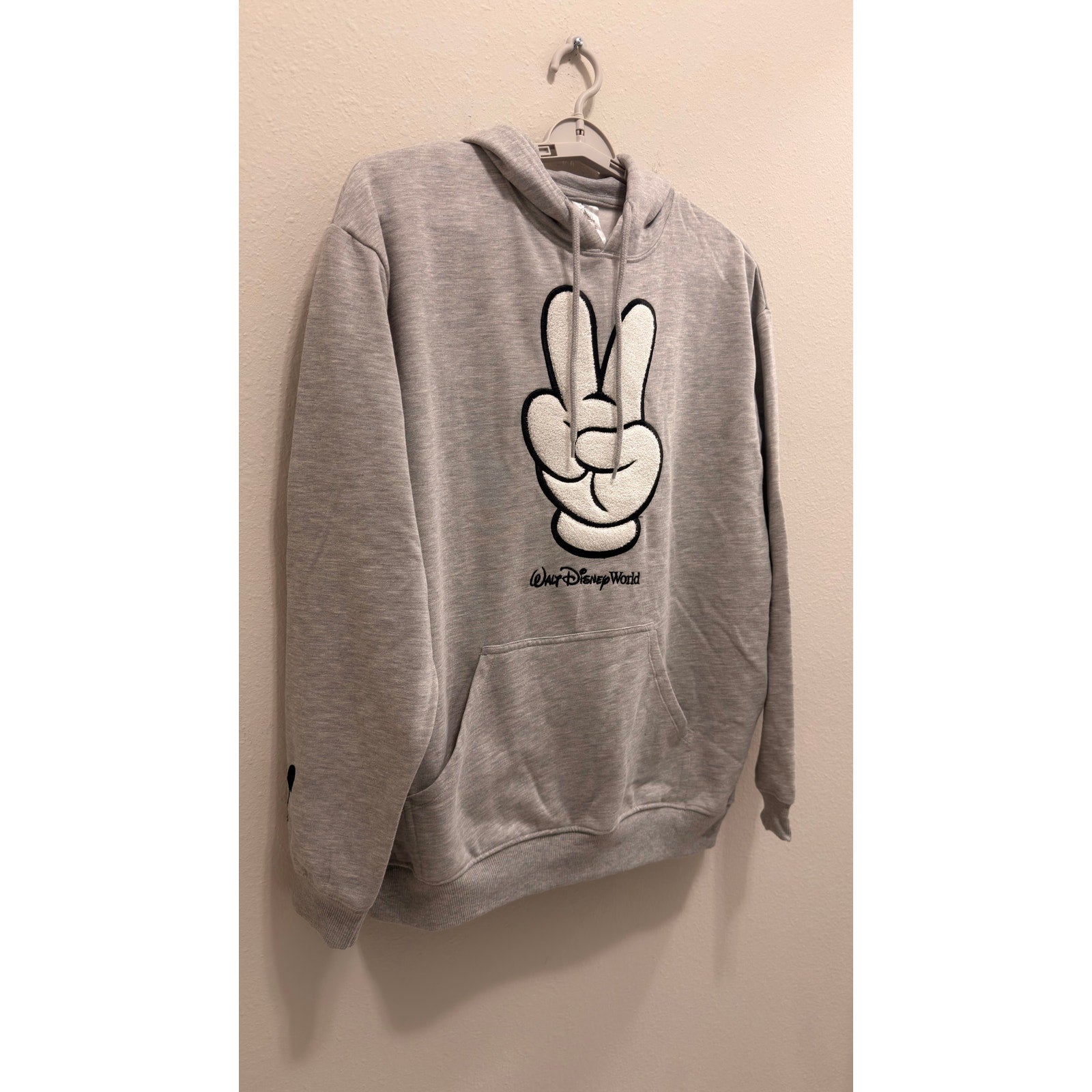 Disney Parks Mickey Mouse Glove Peace Sign Hoodie Adult Large NWT