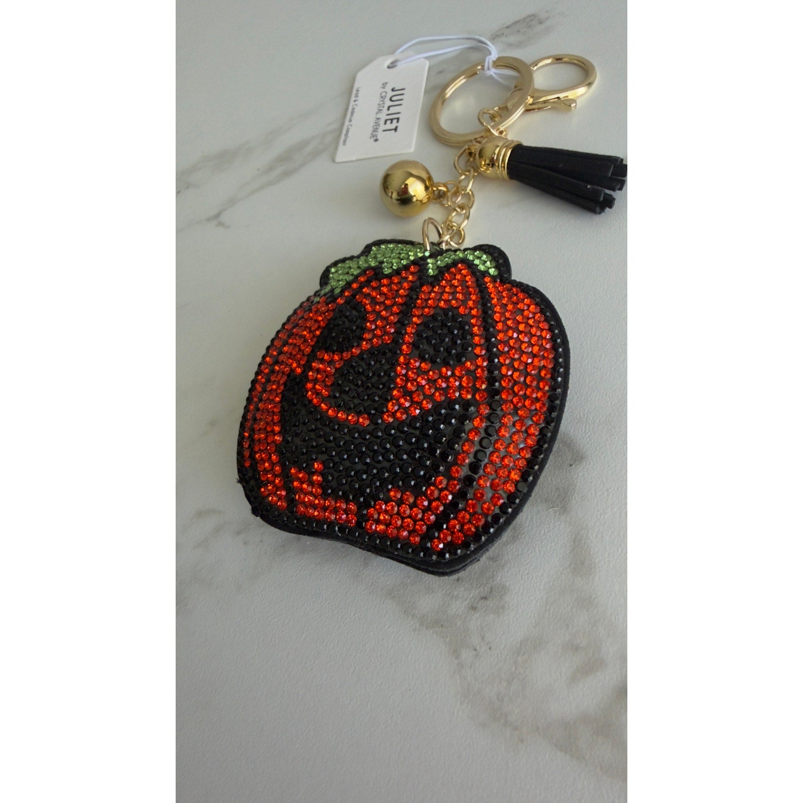 Juliet Crystal Avenue Rhinestone Jack o lantern Keychain Charm NWT