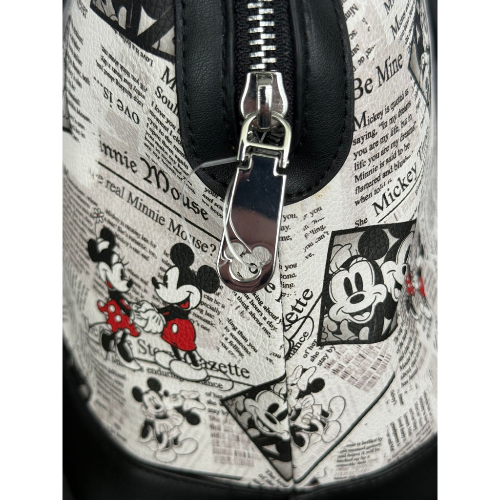 Disney Parks Satchel Bag Intage-Inspired Newsprint Print Mickey Minnie NWT