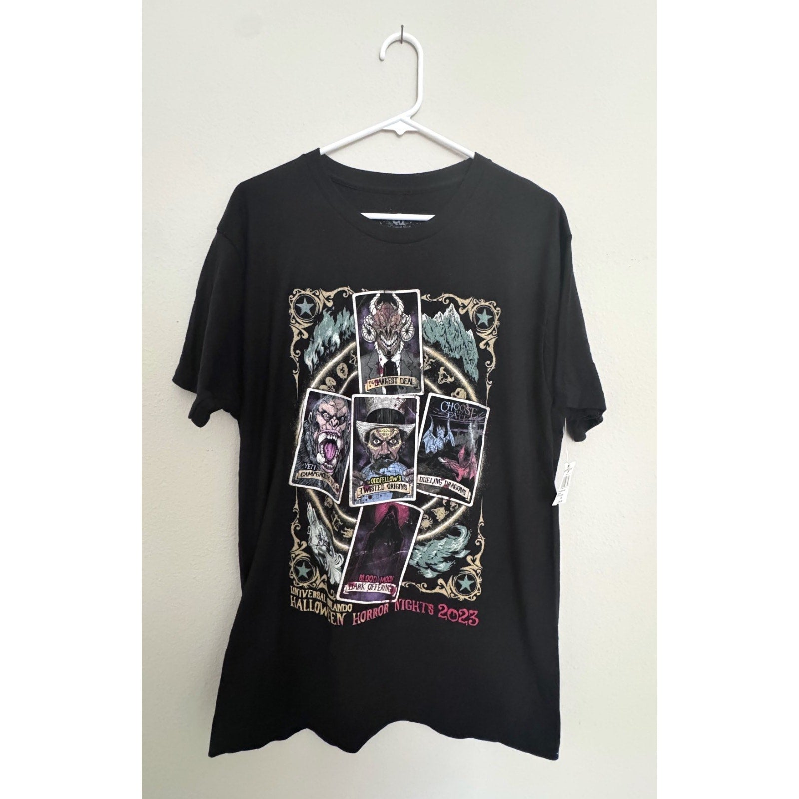 NEW Universal Orlando Halloween Horror Nights 2023 Tarot Card House T-Shirt L