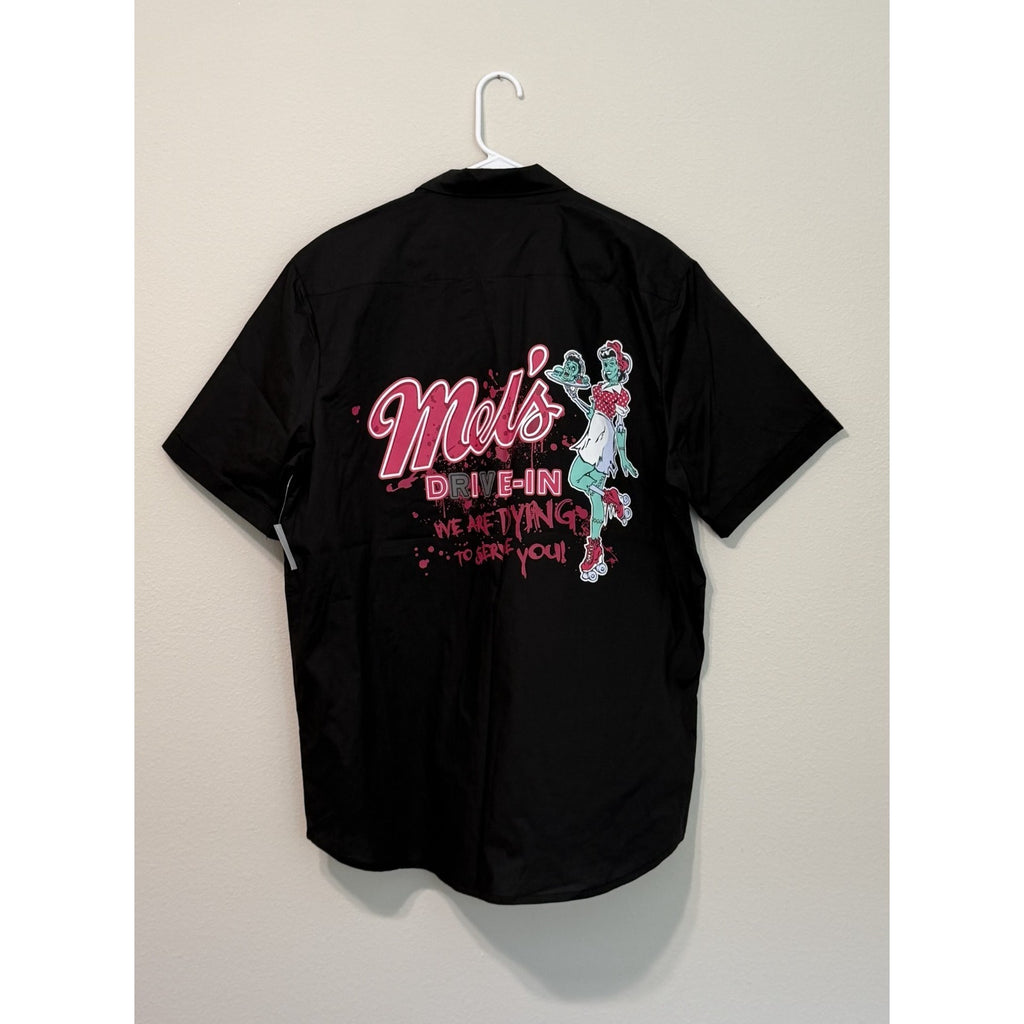 Universal HHN 2025 Mel's Die-In Bowler Camp Button Shirt - Large NWT