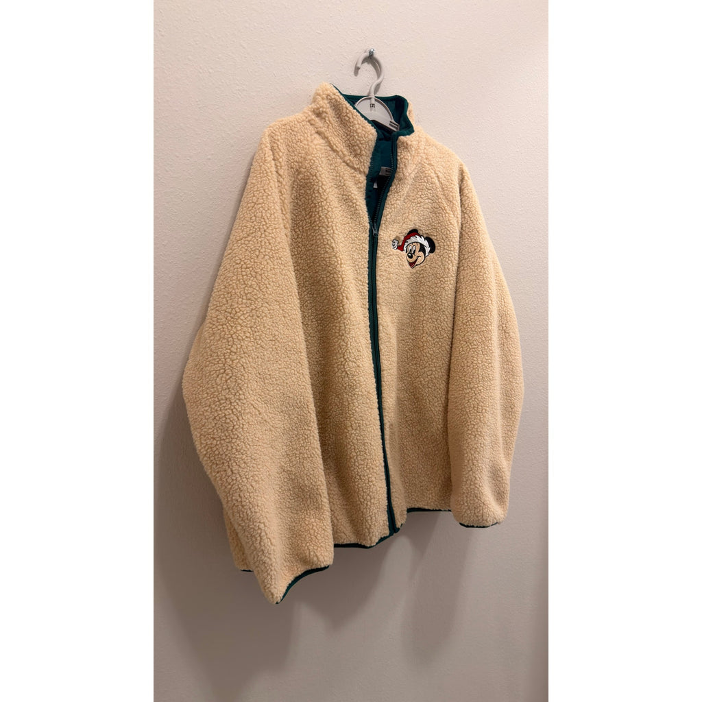 Disney Parks Mickey Mouse Santa Claus Christmas Holiday Fleece Jacket XL NWT