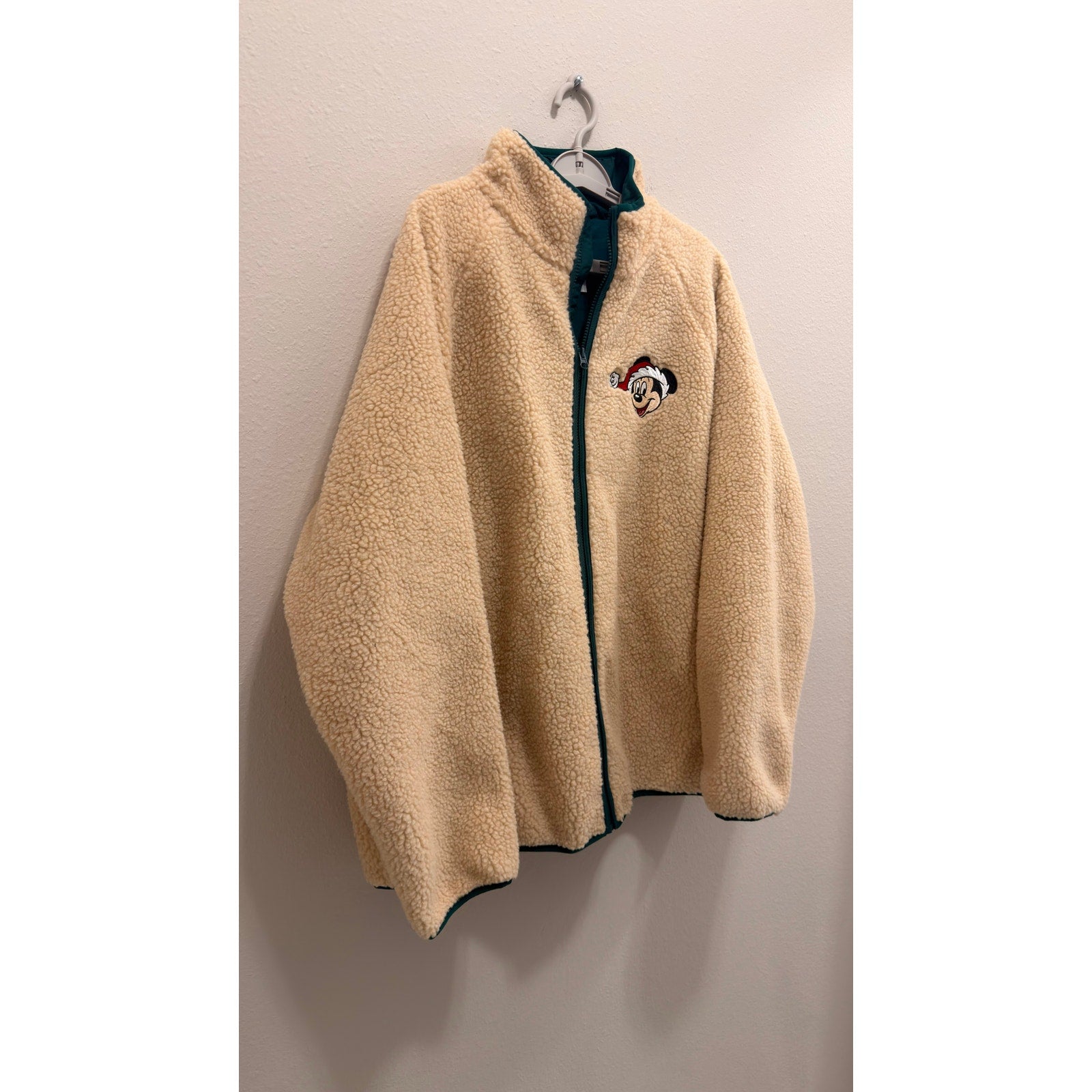 Disney Parks Mickey Mouse Santa Claus Christmas Holiday Fleece Jacket XL NWT