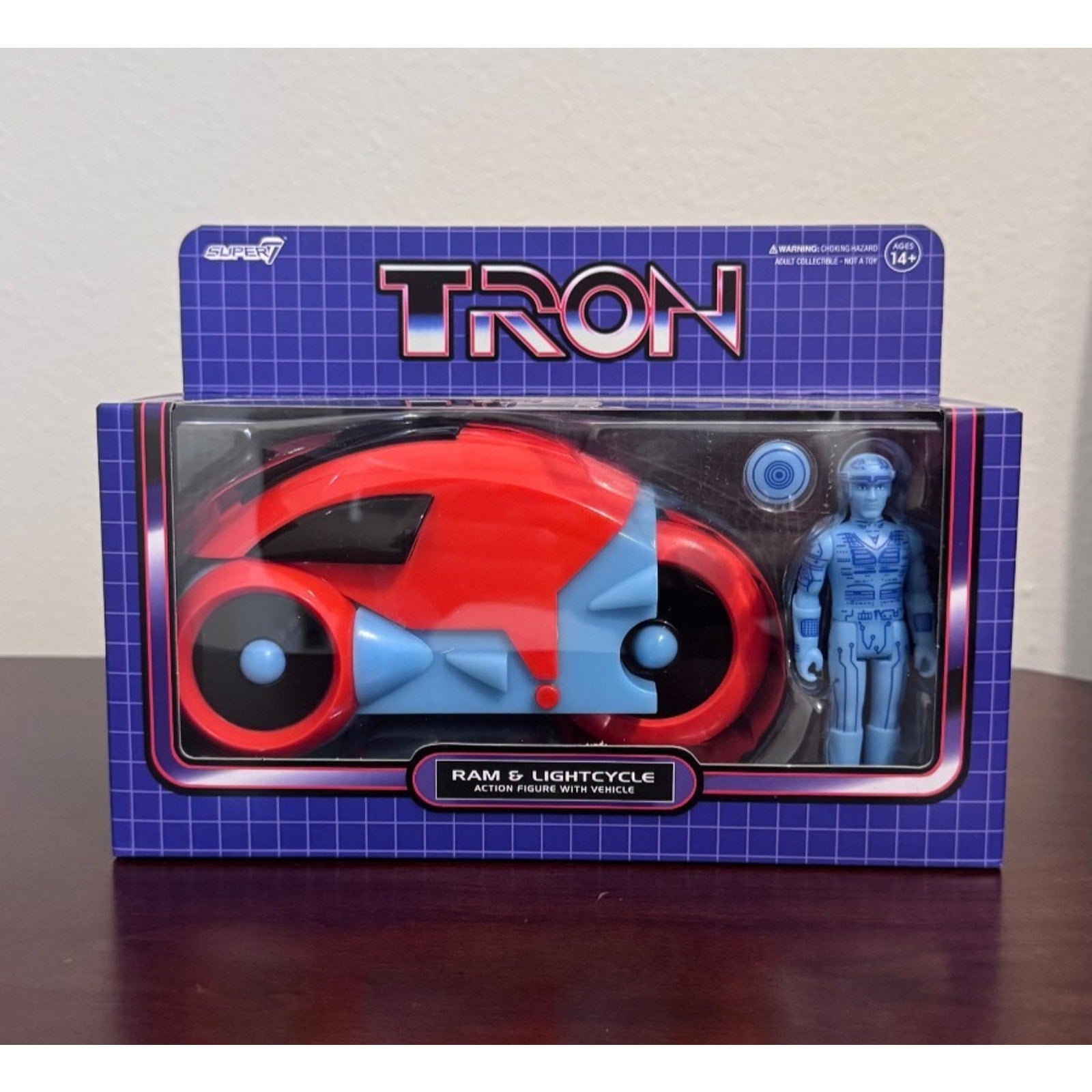 Disney Parks Super7 Tron ReAction Figure: RAM & Lightcycle Set NEW Box Damaged