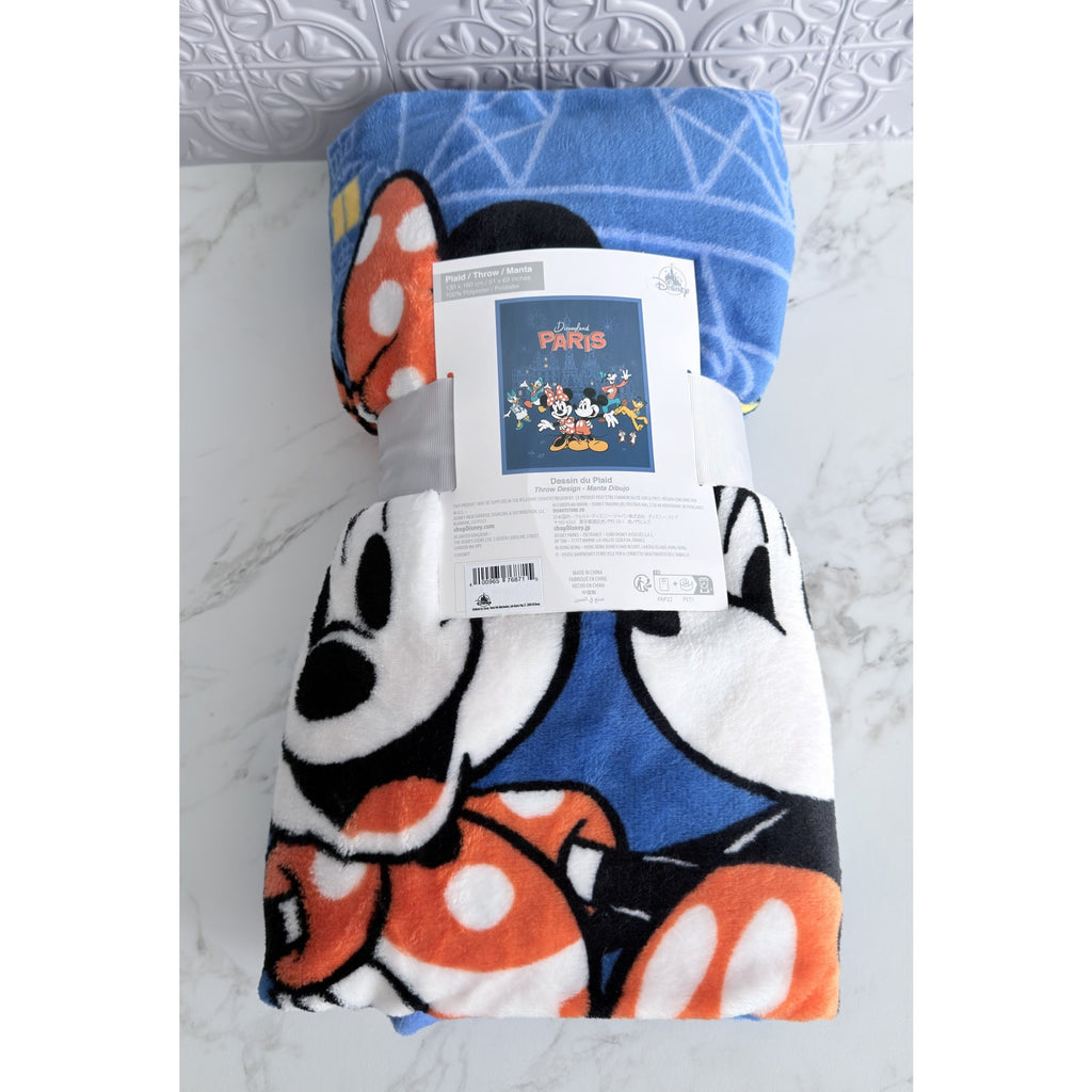 Disney Parks Disneyland Paris Mickey & Minnie Throw Blanket NWT Soft Fleece