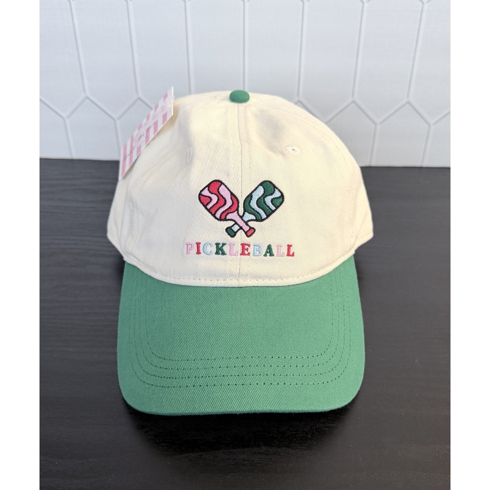NEW Frasier Sterling "Pickleball" Adjustable Baseball Cap - Cream/Green