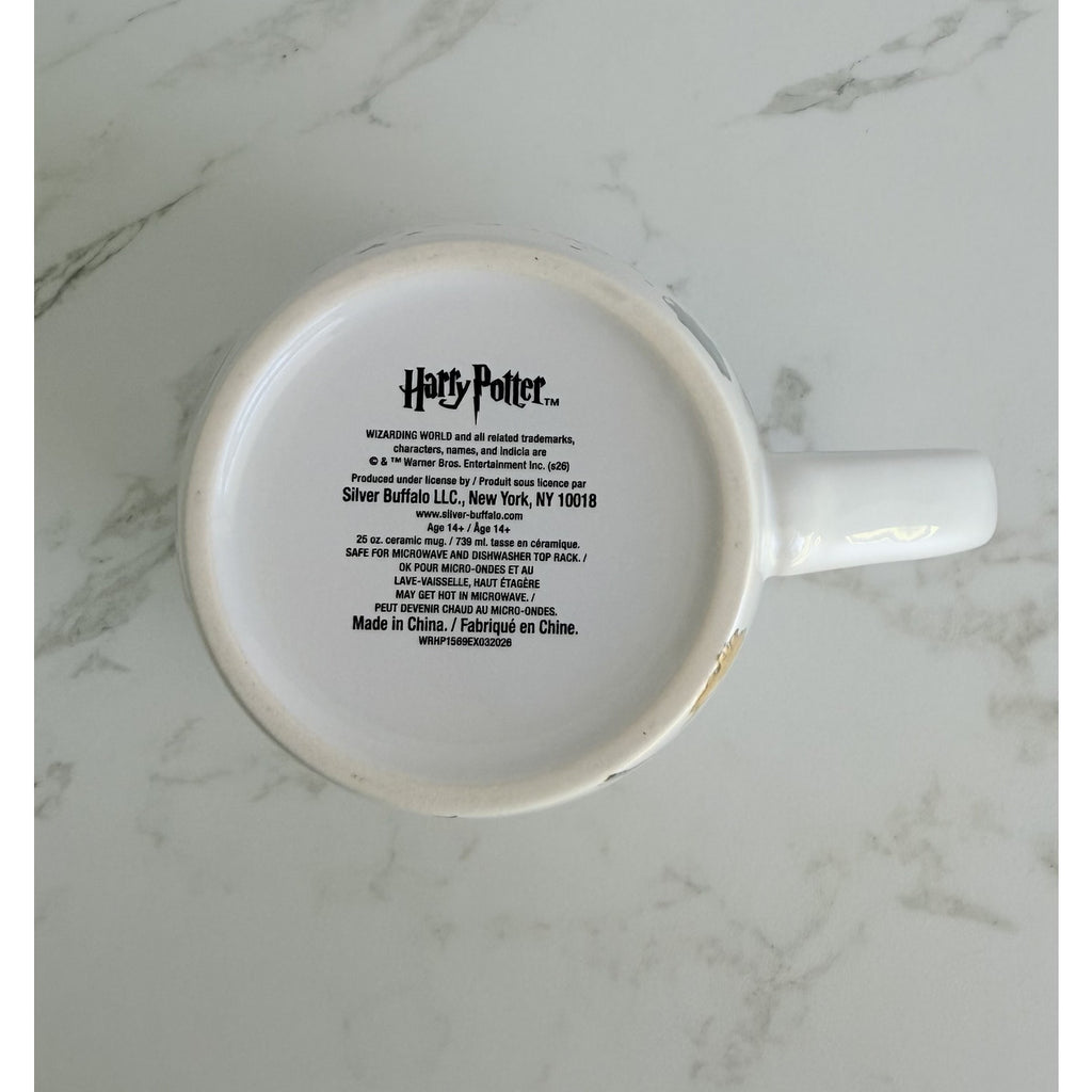 Harry Potter Hogwarts Crest Ceramic Coffee Mug 25oz Silver Buffalo New