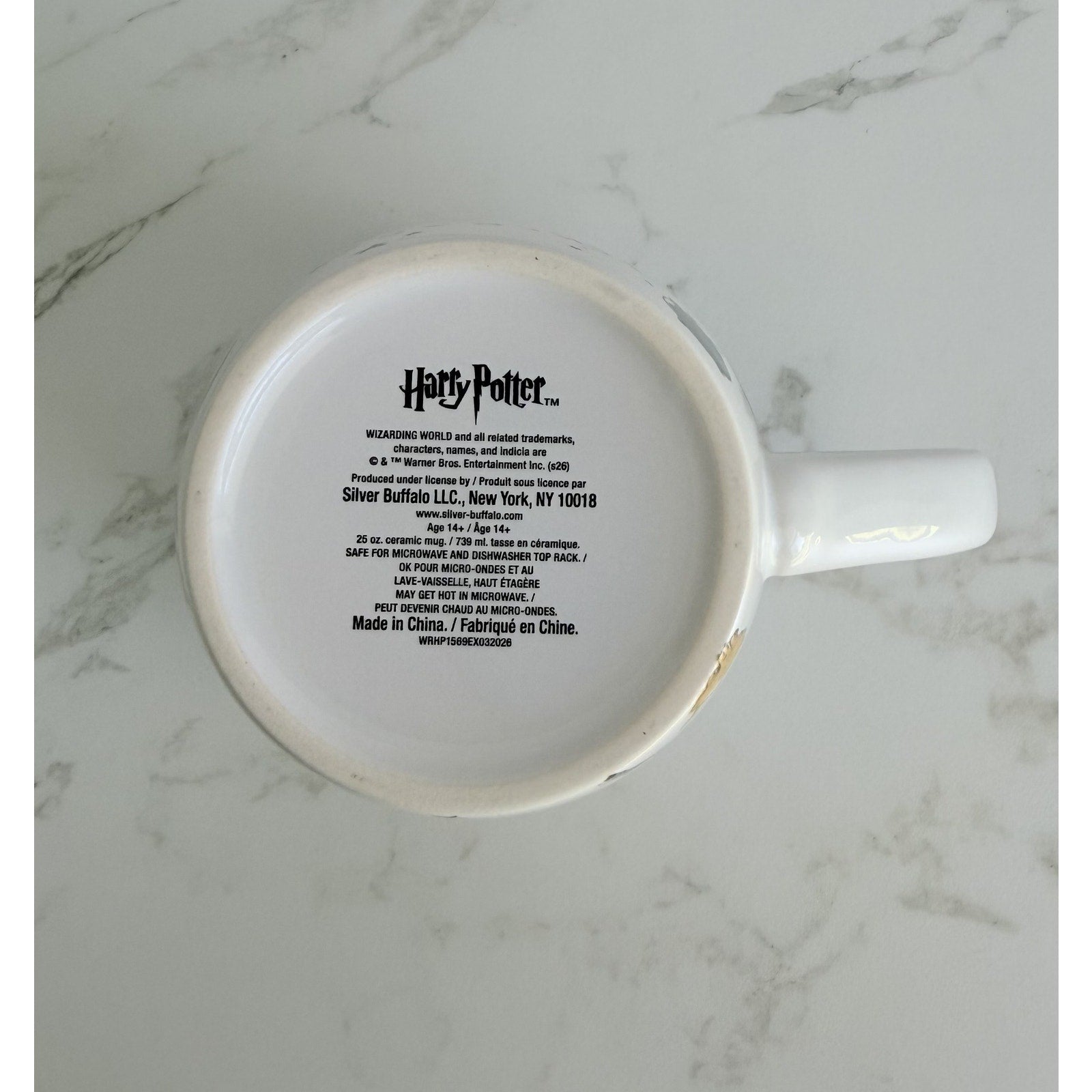 Harry Potter Hogwarts Crest Ceramic Coffee Mug 25oz Silver Buffalo New