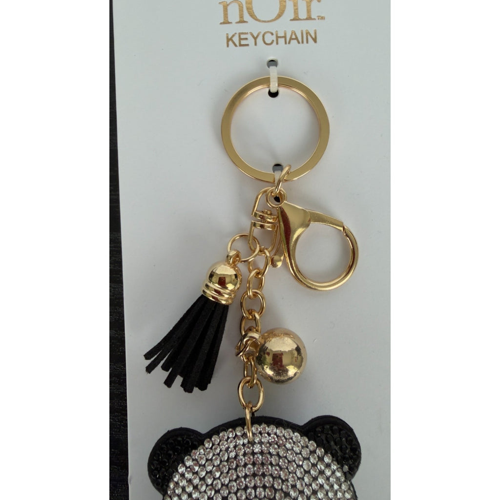 Bling Rhinestone Panda Puffy Keychain - Tassel Bag Charm - NEW