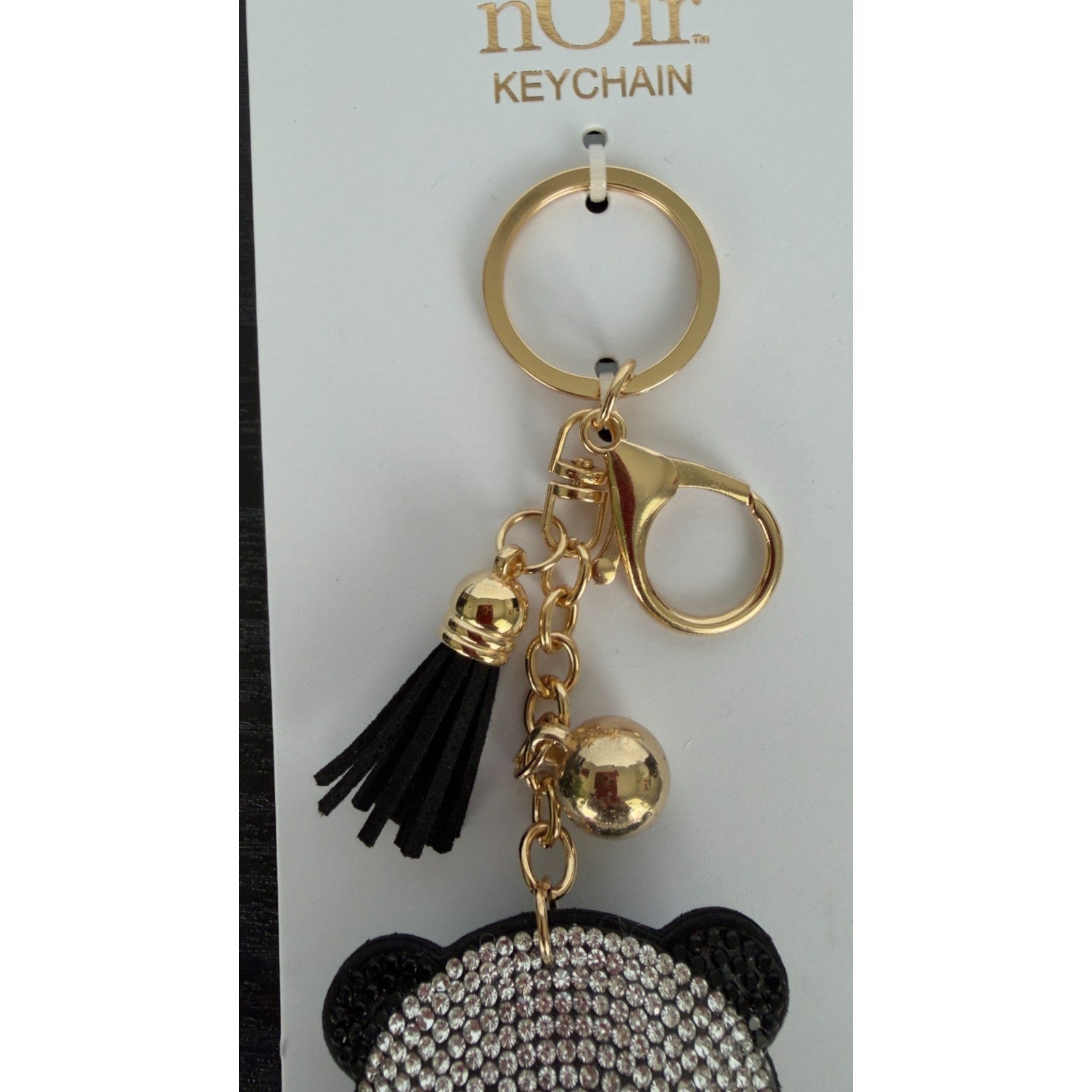 Bling Rhinestone Panda Puffy Keychain - Tassel Bag Charm - NEW