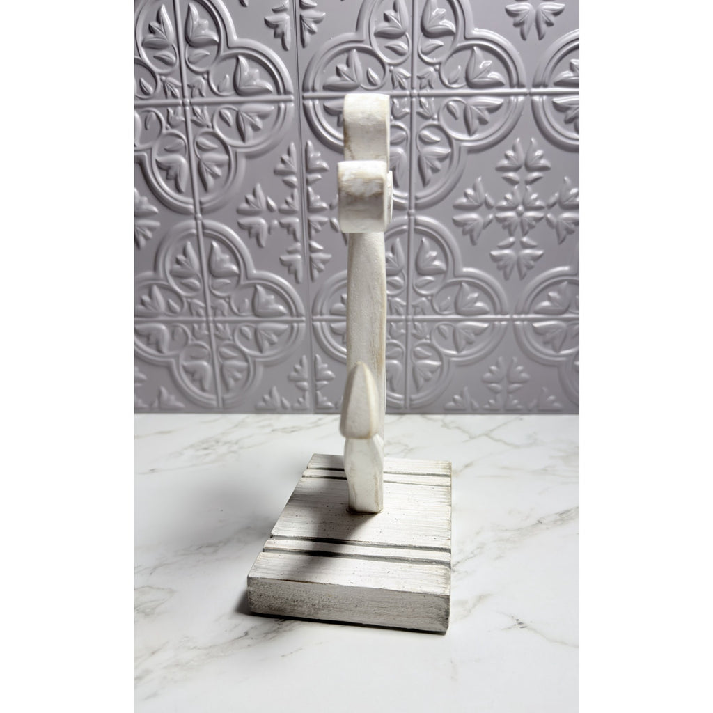 Teak Wood Anchor Coastal Sculpture White Table Decor