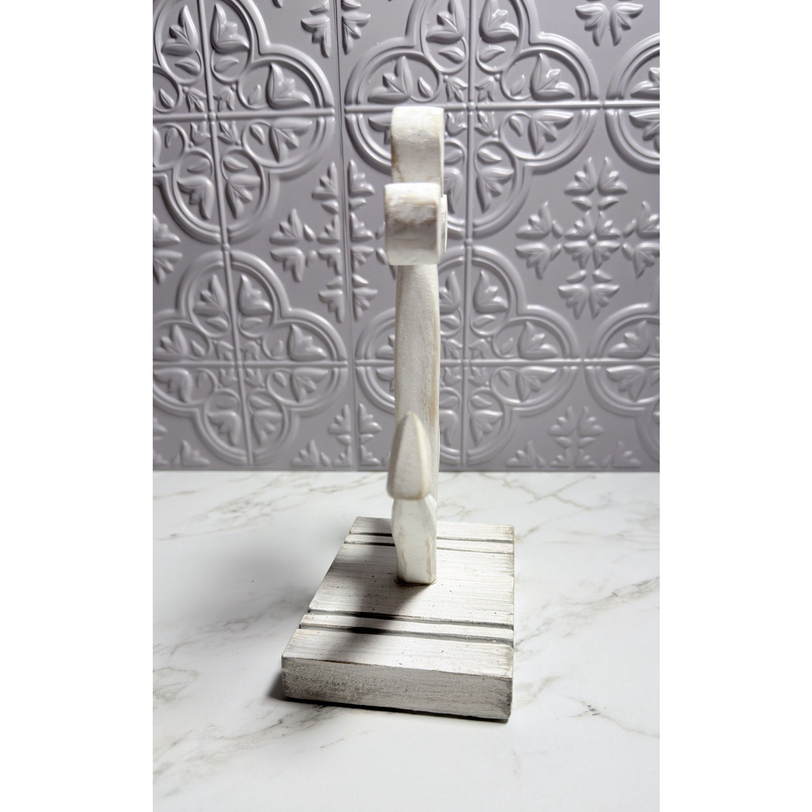 Teak Wood Anchor Coastal Sculpture White Table Decor