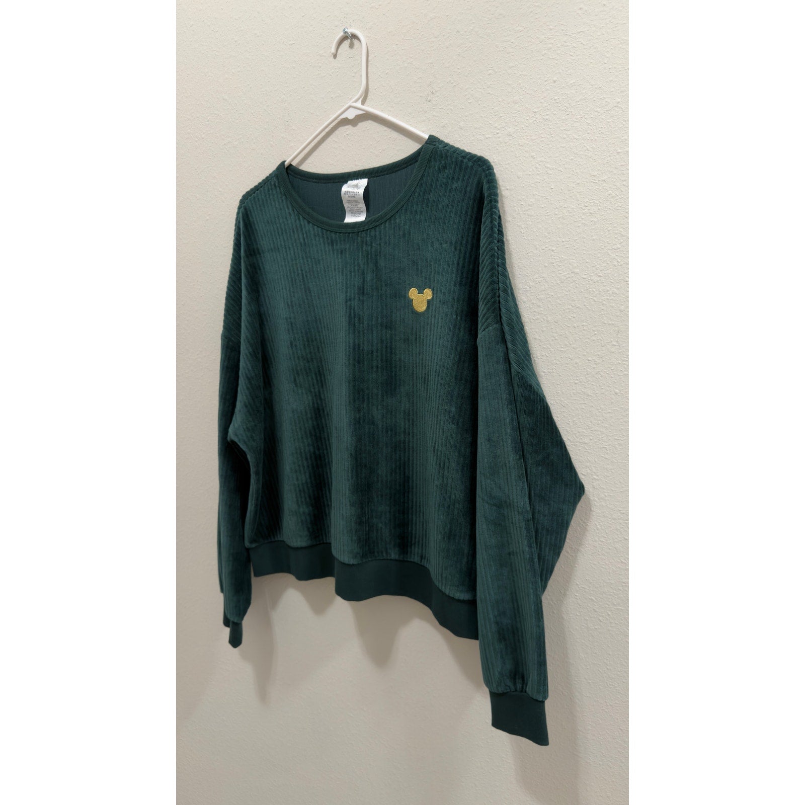 Disney Parks Haunted Mansion Wallpaper Teal Velvet Flocked Crewneck Large