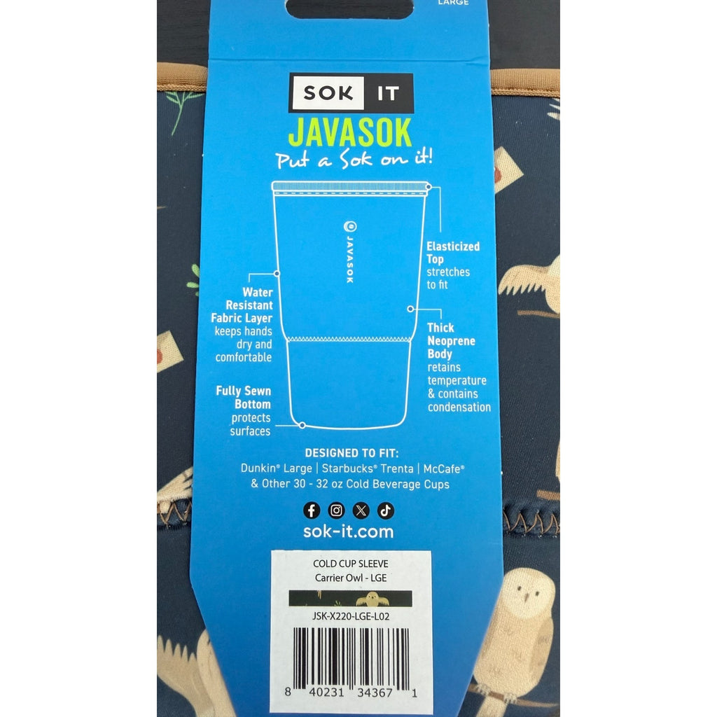 JavaSok "Acceptance Letter" Iced Coffee Sleeve - Large 30-32oz NWT