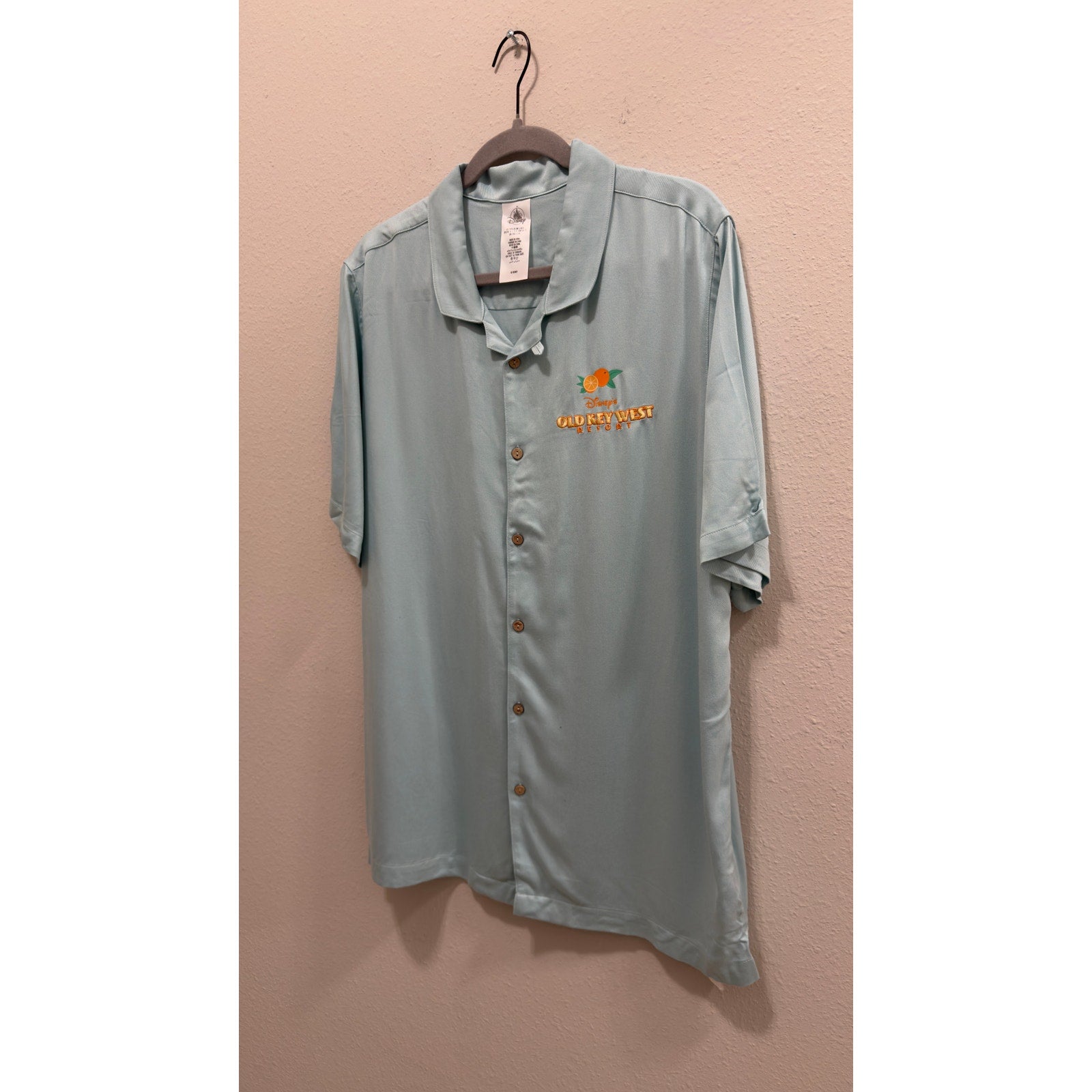 Disney Vacation Club Old Key West Embroidered Camp Shirt Light Blue NWT Large