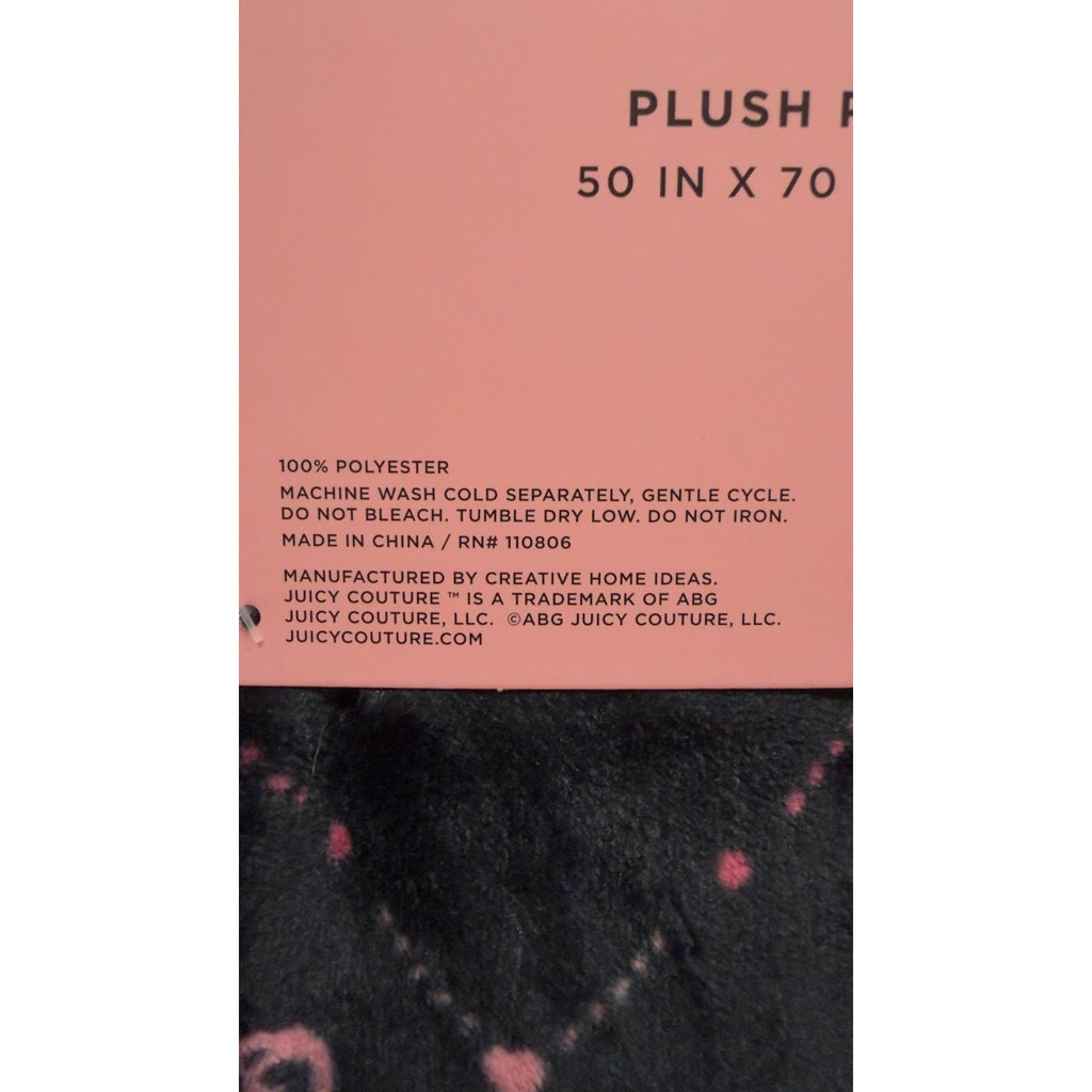 NWT Juicy Couture Plush Throw Blanket - 50x70 - Elegant Crown Diamond