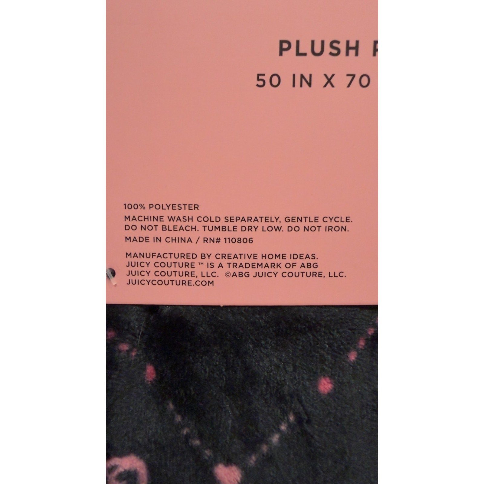 NWT Juicy Couture Plush Throw Blanket - 50x70 - Elegant Crown Diamond