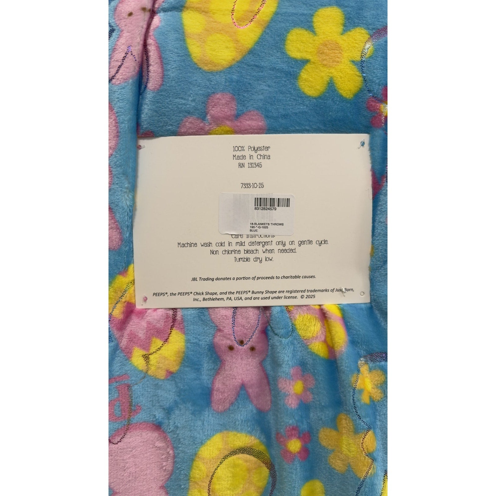 Peeps Oversized Plush Throw 50" x 70" - Peeps, Eggs, and Foil Design - NEW