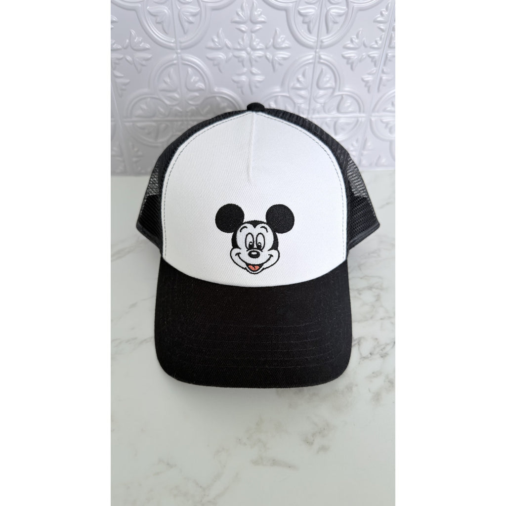NEW Disney Parks Mickey Mouse Classic Snapback Trucker Hat Cap Black White