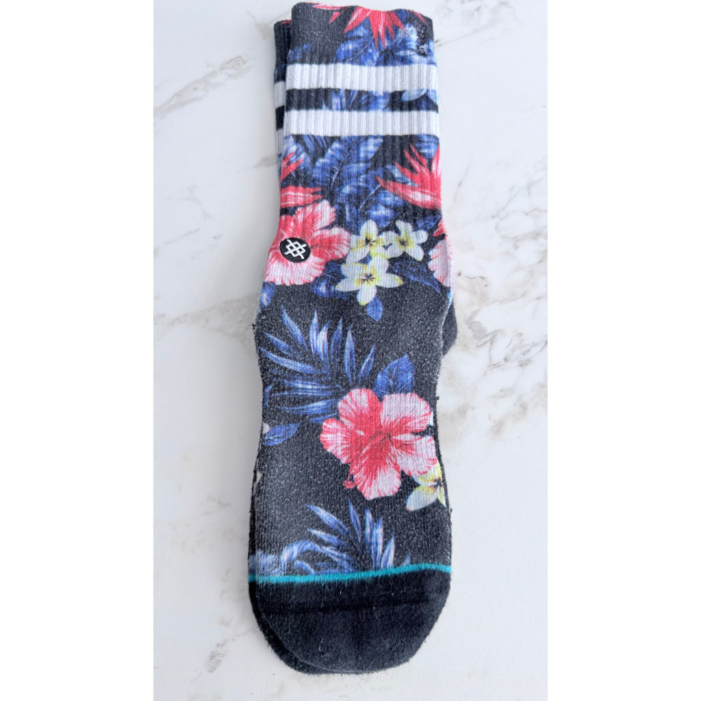 Stance Floral Crew Socks 2-Pair Lot Sizes Large & Medium Black