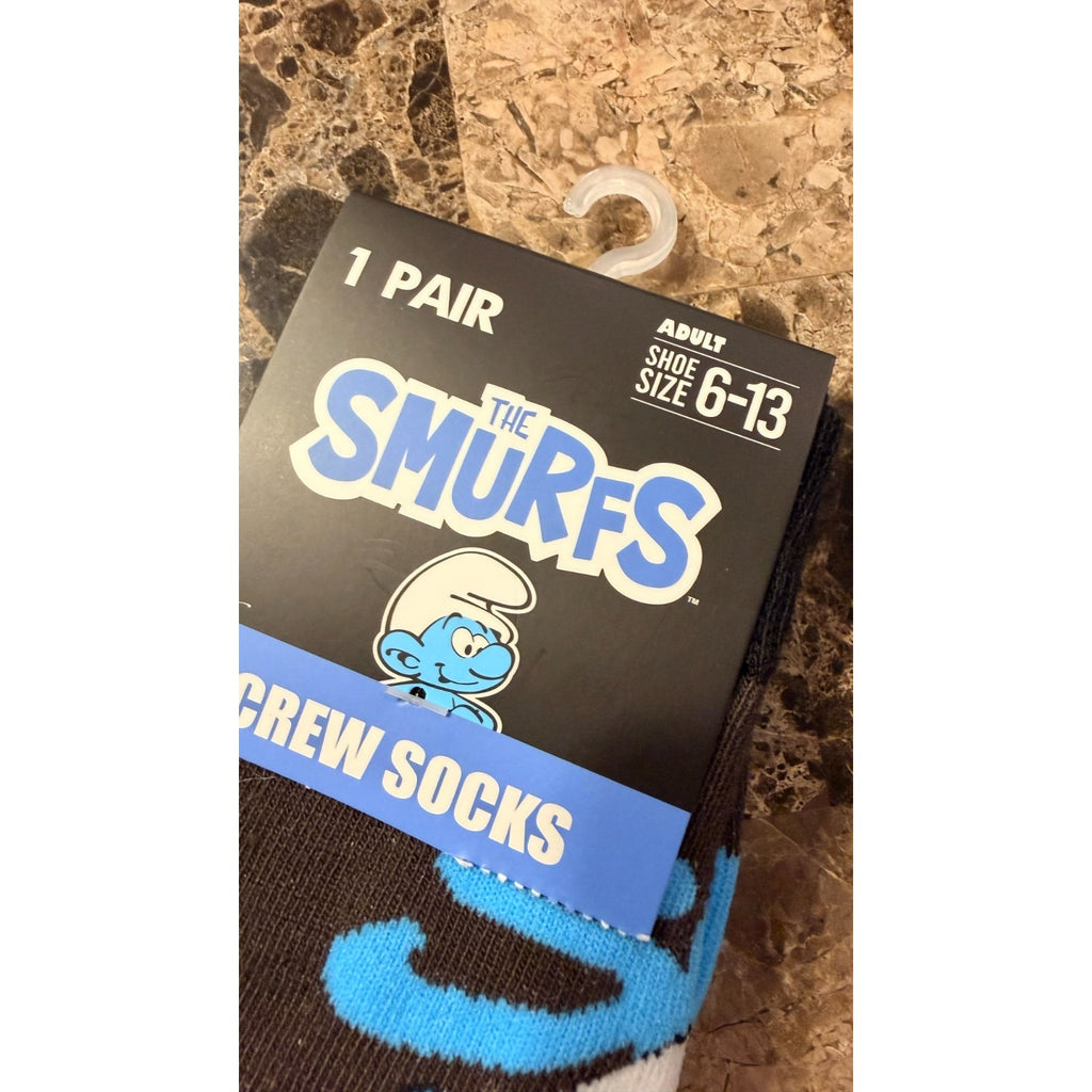 Smurfs Novelty Crew Socks 1 Pair Size 9-13 NWT