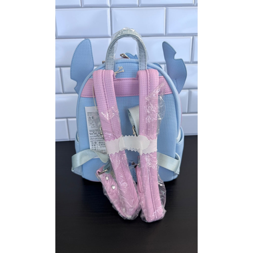 Disney Parks x Loungefly Stitch 626 Day Blue &Pink Waffle Texture Backpack NWT
