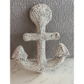 Nautical White Faux Wicker Anchor Wall Hanging Decor Distressed Coastal Beach