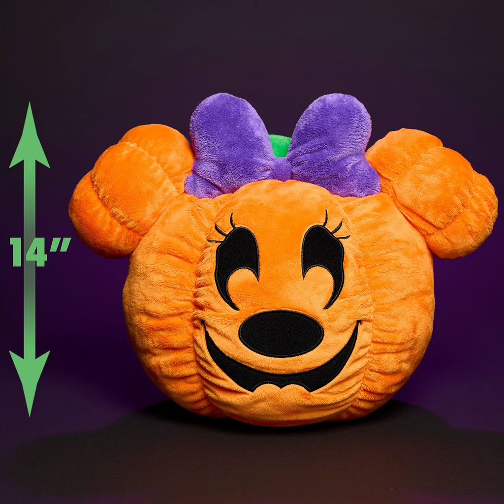 Disney Halloween Minnie Mouse 14" Pumpkin Head Plush Pillow NEW