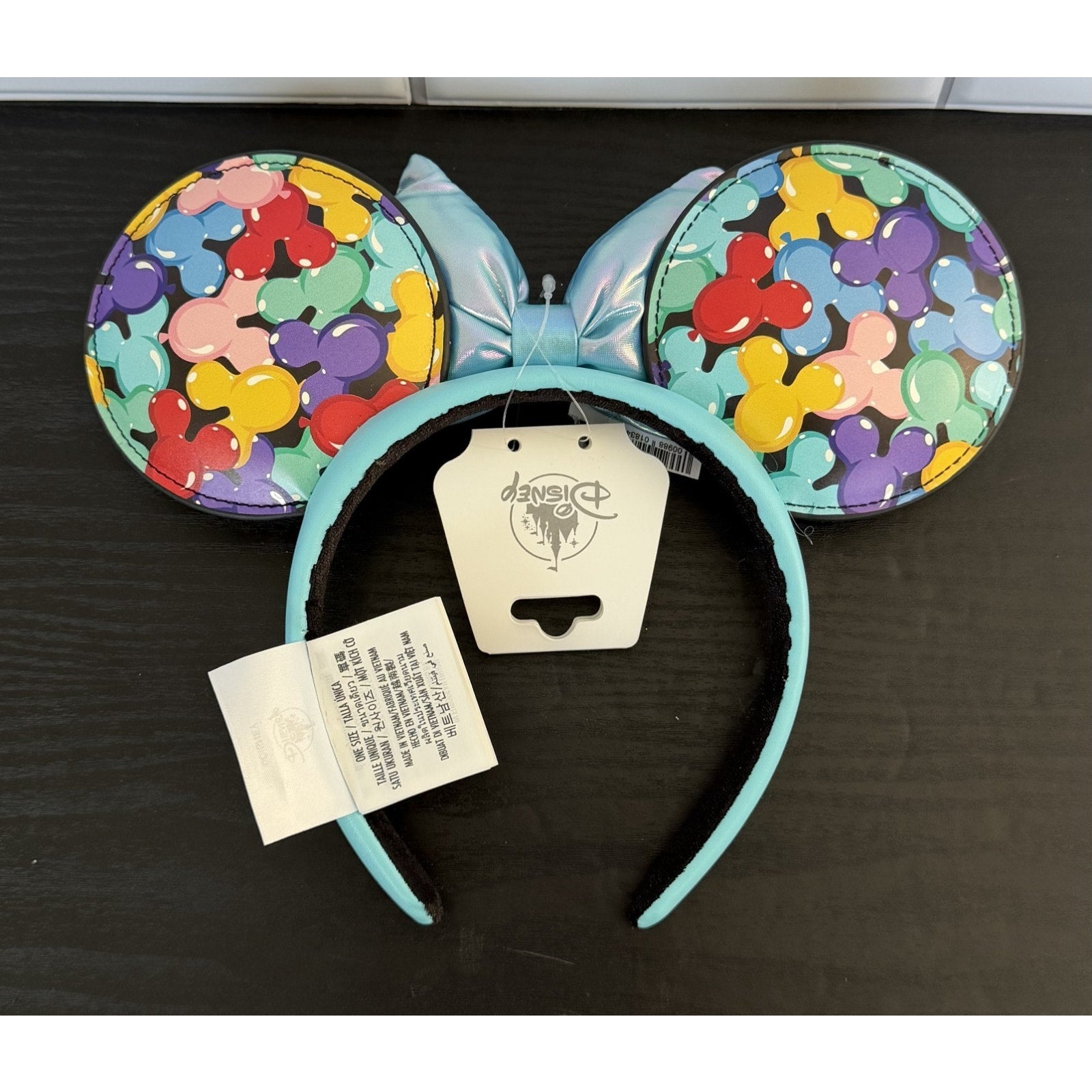 NEW Disney Parks Minnie Mouse Balloon Ear Headband Adult – Blue Lamé Bow