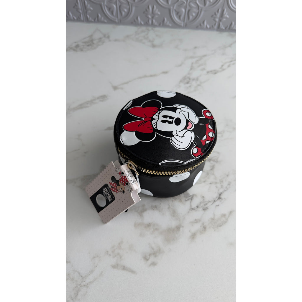 Disney Primark Minnie Mouse Round Travel Jewelry Case Polka Dot NWT