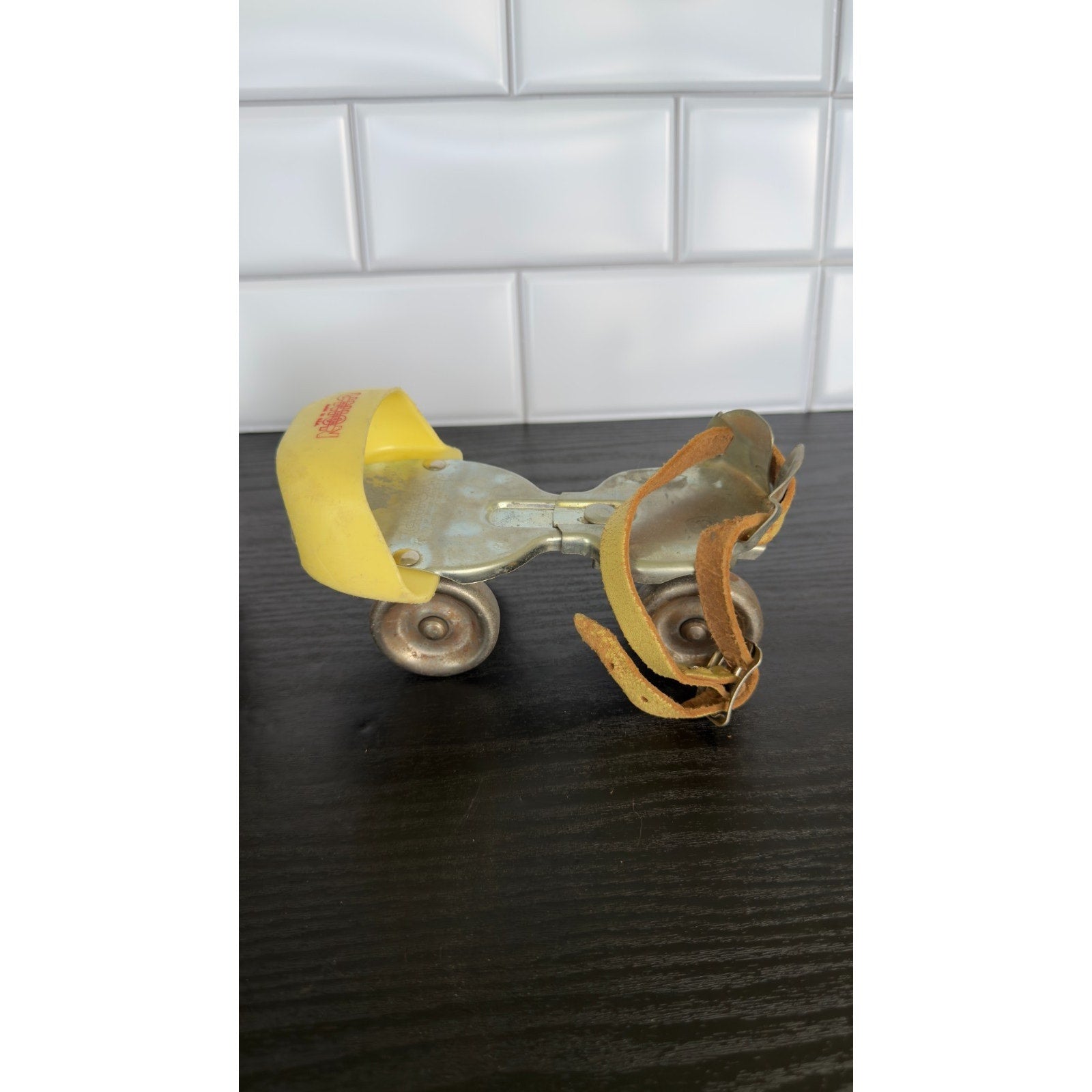 Vintage Union Hardware Adjustable Metal Roller Skates — Yellow Accents