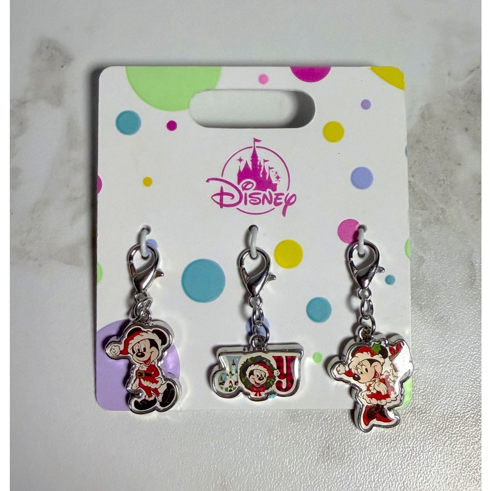 Disney Parks Holiday Mickey & Minnie Mouse Dangle Charm 3 pack NWT