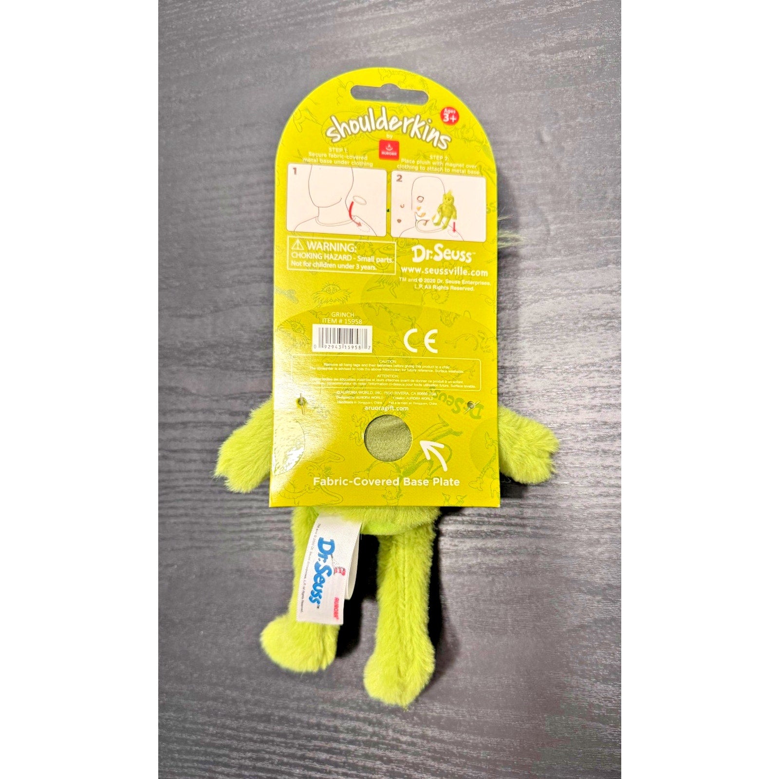 Dr. Seuss The Grinch Shoulderkin Magnetic Plush Doll | 7'' (NWT)