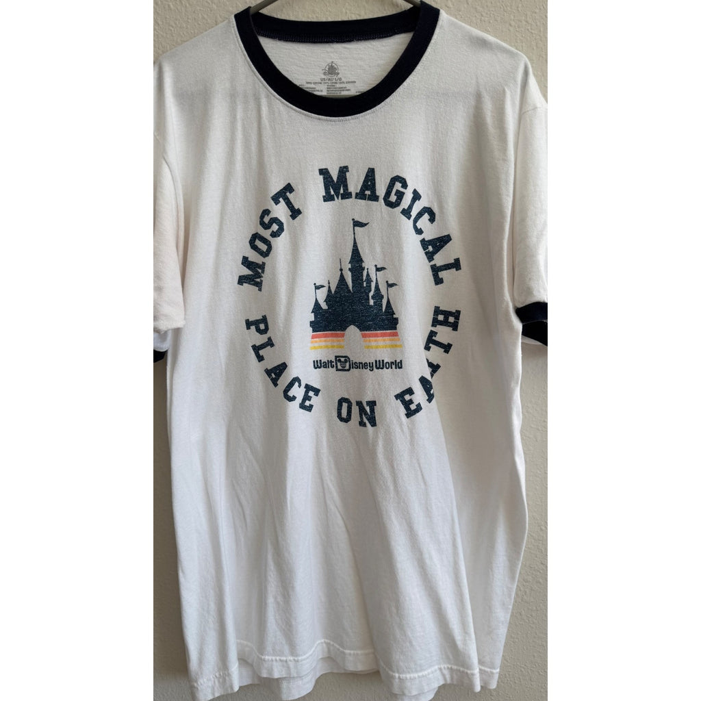 NWT Disney Parks Retro Ringer T-Shirt - Cinderella Castle - Adult Large