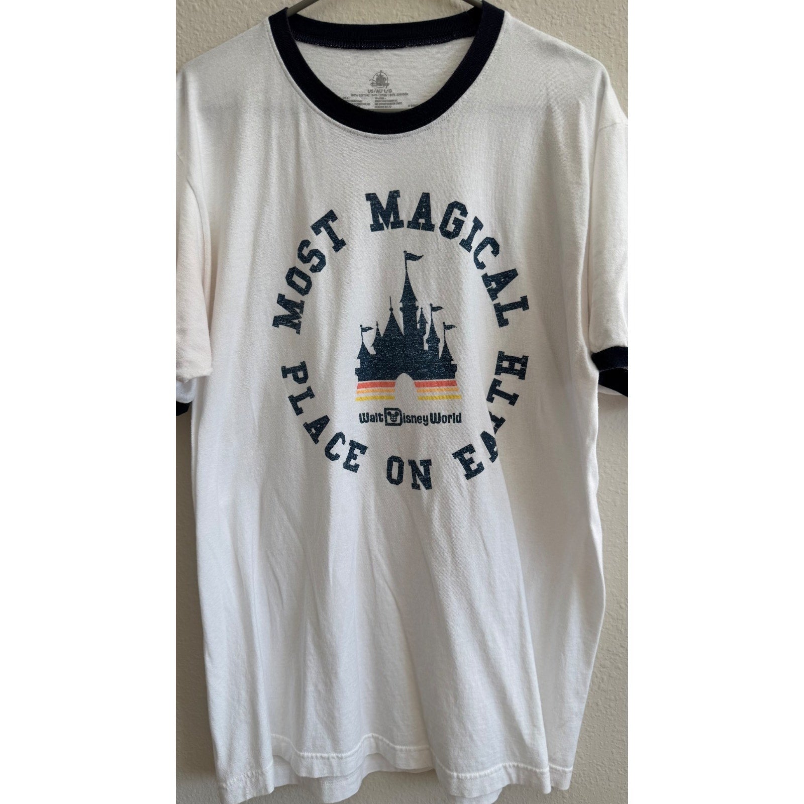 NWT Disney Parks Retro Ringer T-Shirt - Cinderella Castle - Adult Large