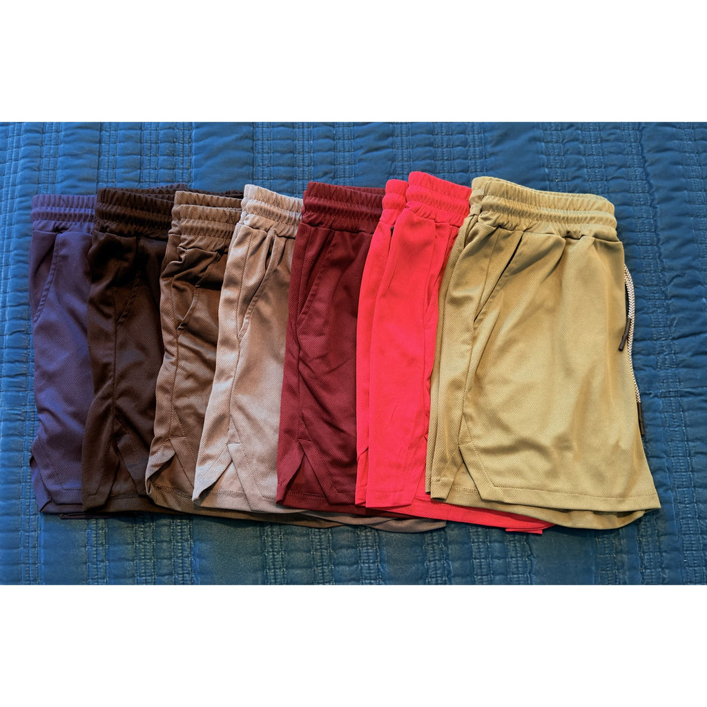 Men’s 5” Gym Workout Athletic Shorts 7 Pack Zipper Pocket & Towel Loop