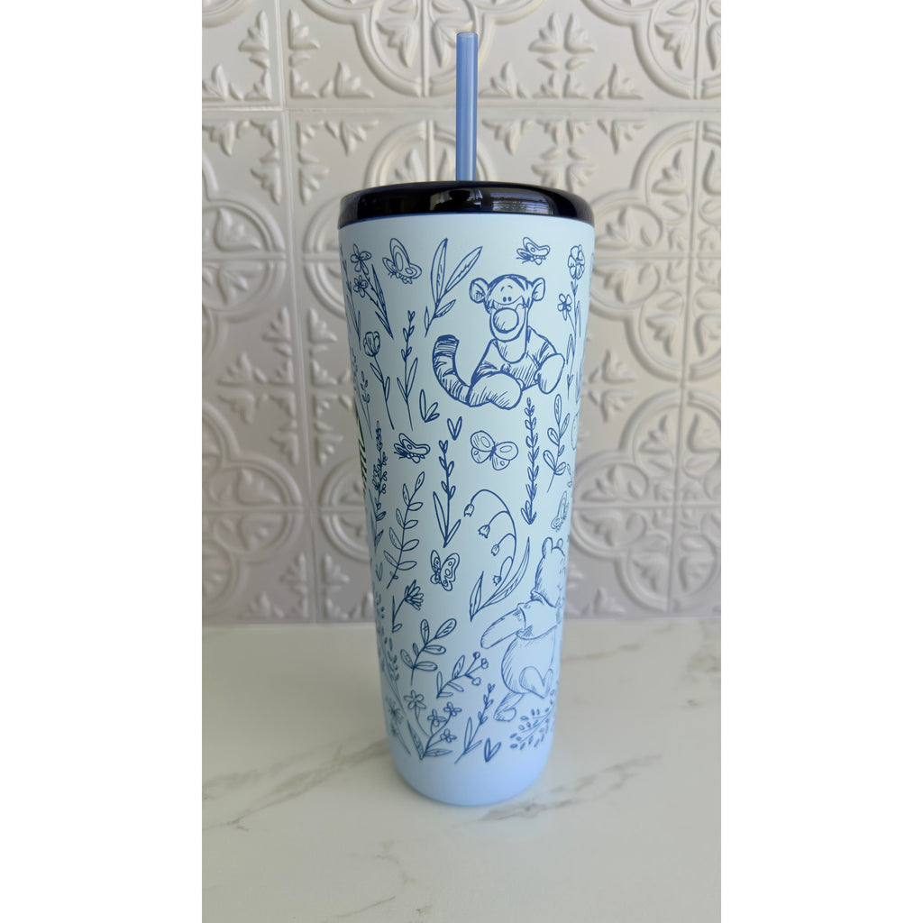 Disney Parks 2026 Winnie the Pooh & Friends Blue Starbucks Tumbler Cup 24oz New