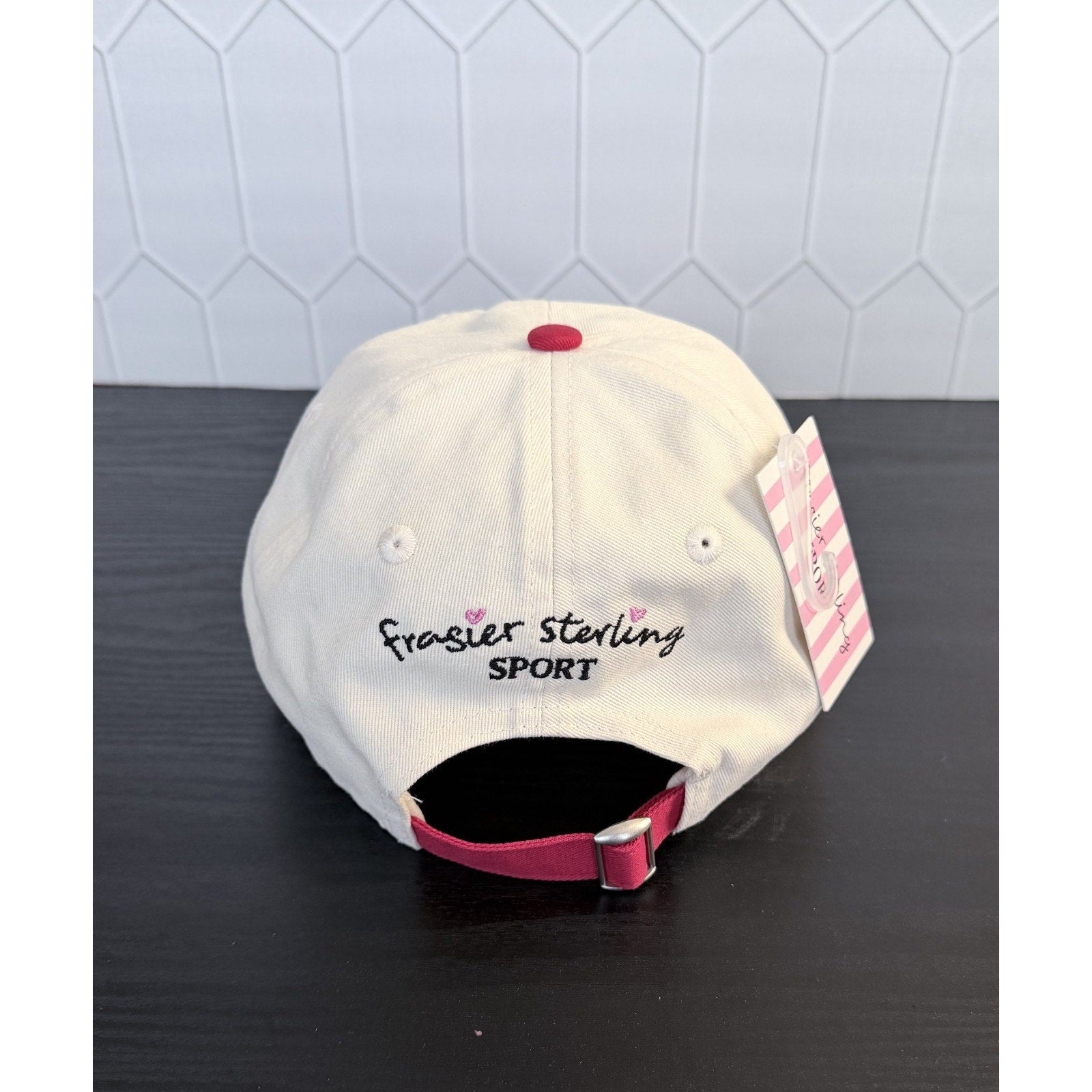 NEW Frasier Sterling "Golf Cart" Adjustable Baseball Cap - Cream/Red
