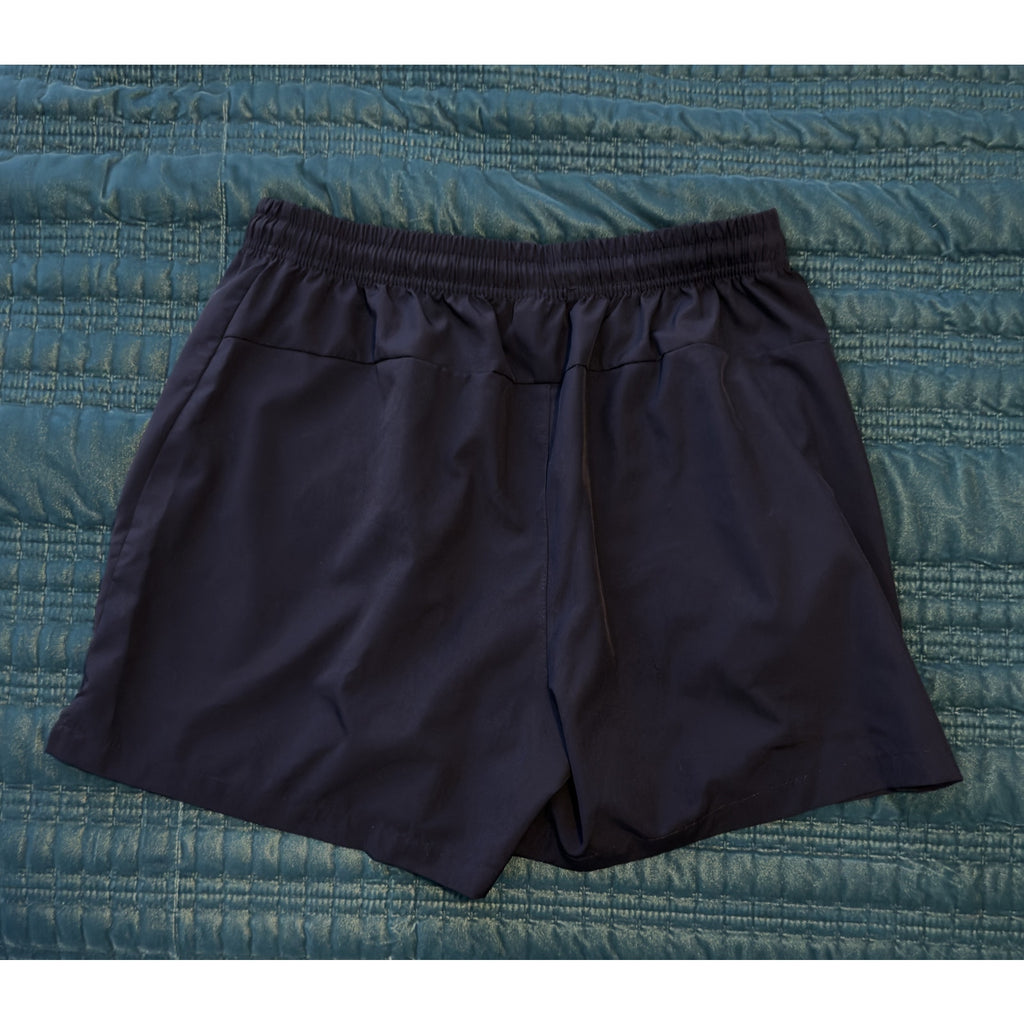 Men's Black Athletic Performance Shorts Zipper Pockets Drawstring Size X-Large