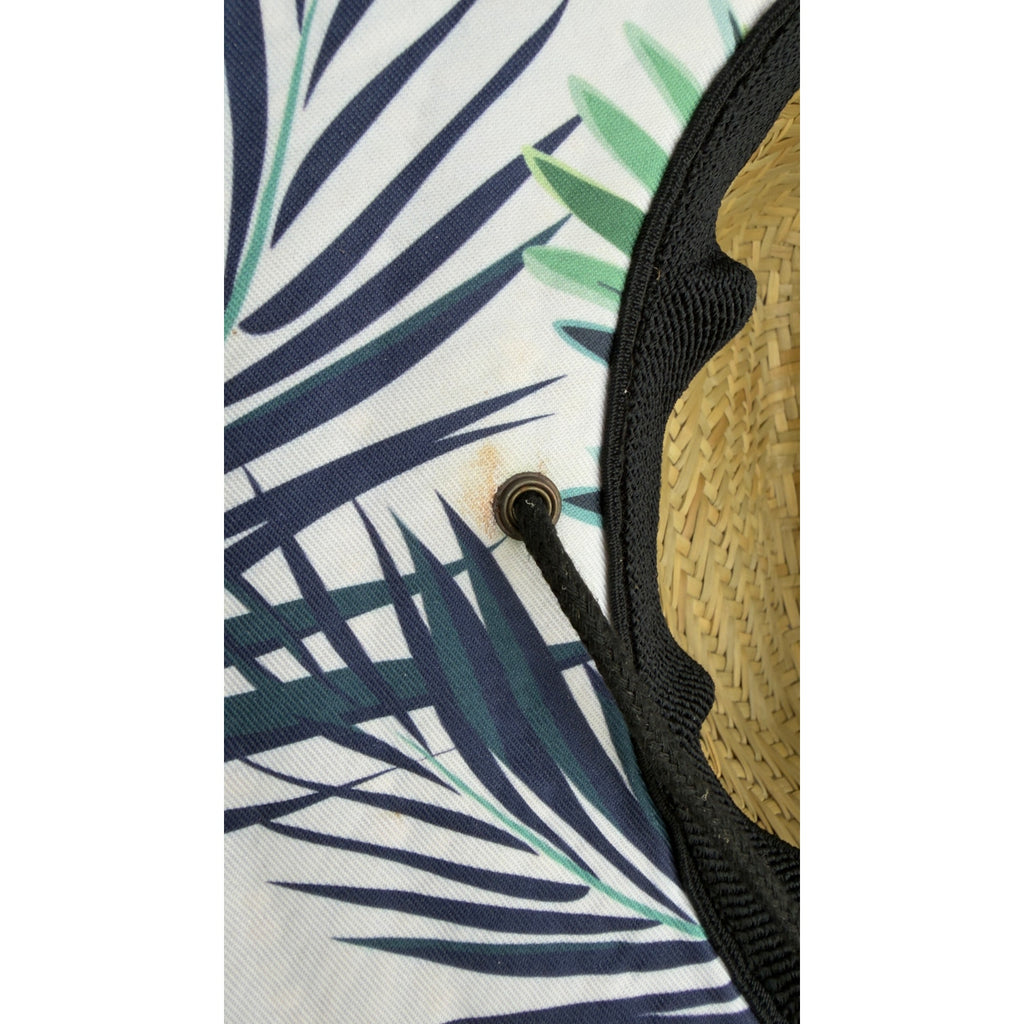 Shade Shack Straw Sun Hat Wide Brim Palm Print Underbrim Beach Lifeguard Hat OS
