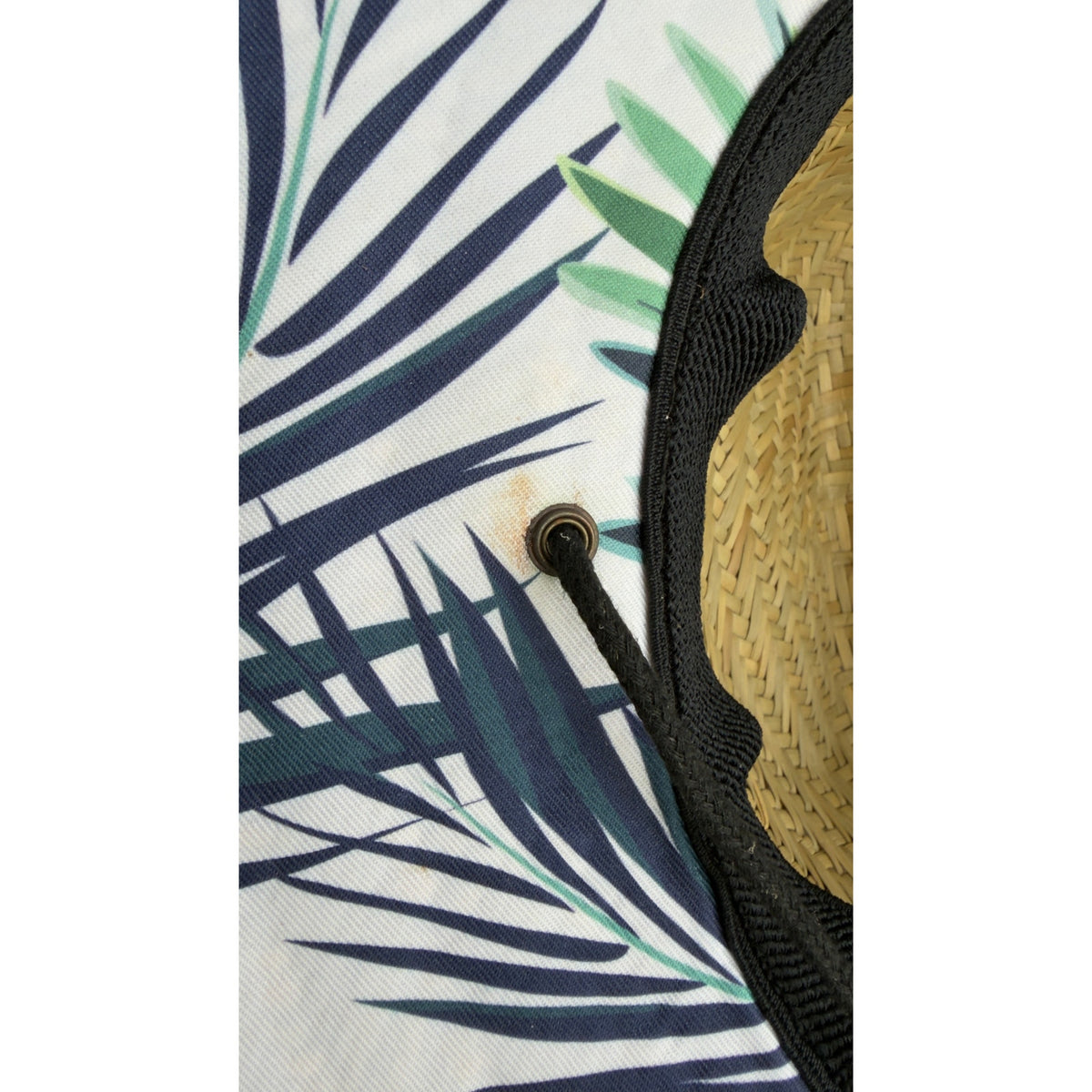 Shade Shack Straw Sun Hat Wide Brim Palm Print Underbrim Beach Lifeguard Hat OS
