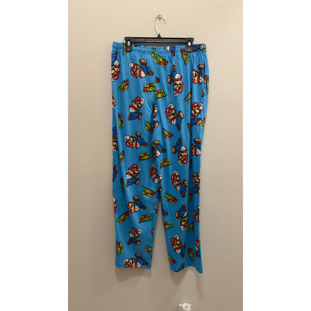 NWT Super Mario Men's Pajama Pants Blue Cotton Size Large