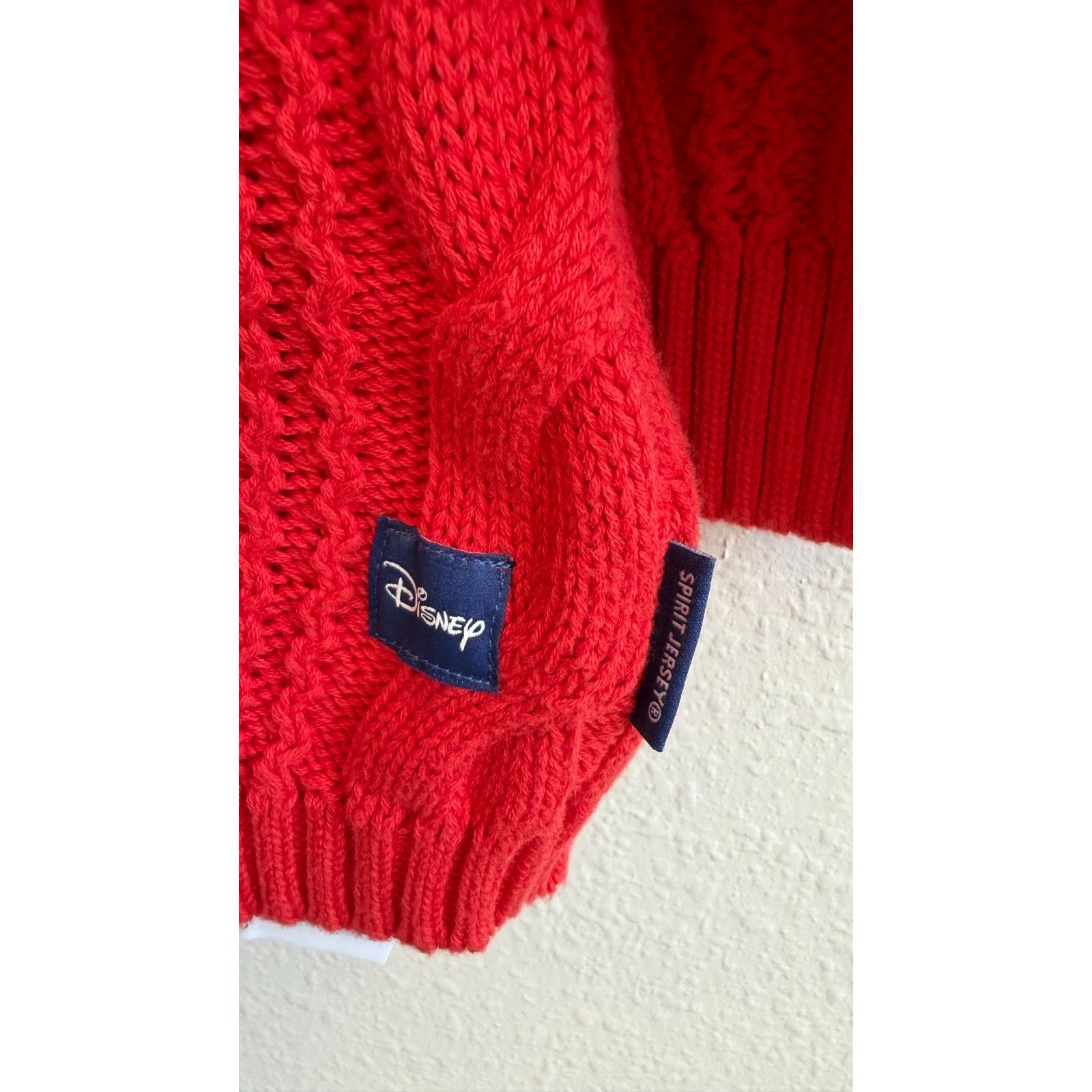 Disney Parks x Spirit Jersey Walt Disney World Red Cable Knit Sweater Size Large