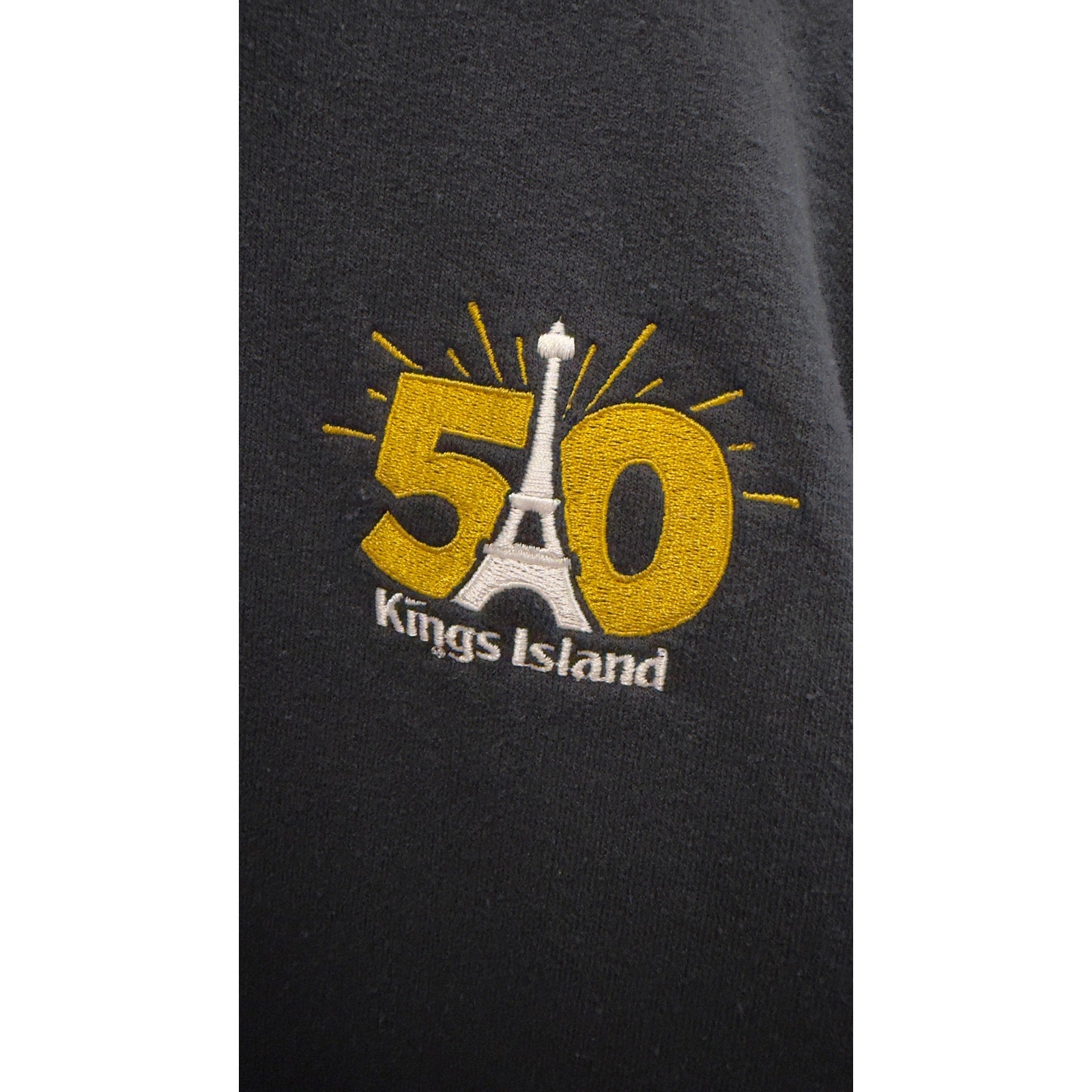 Kings Island 50th Anniversary Black Embroidered Crewneck Sweatshirt Adult XL